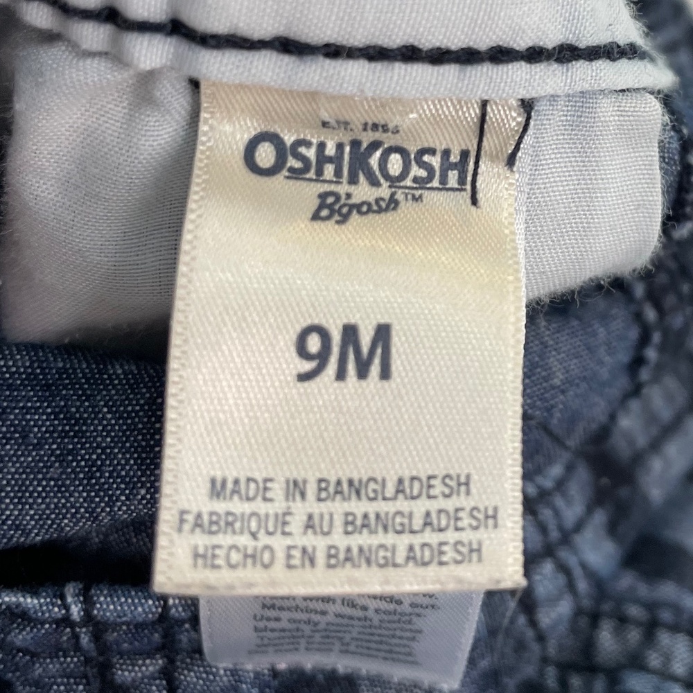 OshKosh B'gosh Striped Shortalls 9M Denim with Blue Horizontal Stripes - Picture 12 of 14